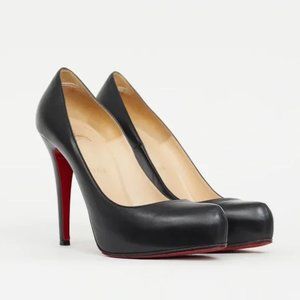 Christian Louboutin Shoes Rolando Black Leather Stiletto Heel Pumps 41
